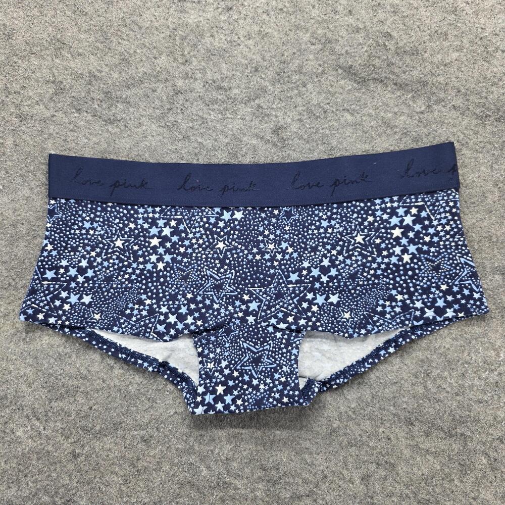 PINK Victoria's Secret Panties Womens M Blue Boyshort Geometric Cotton Blend